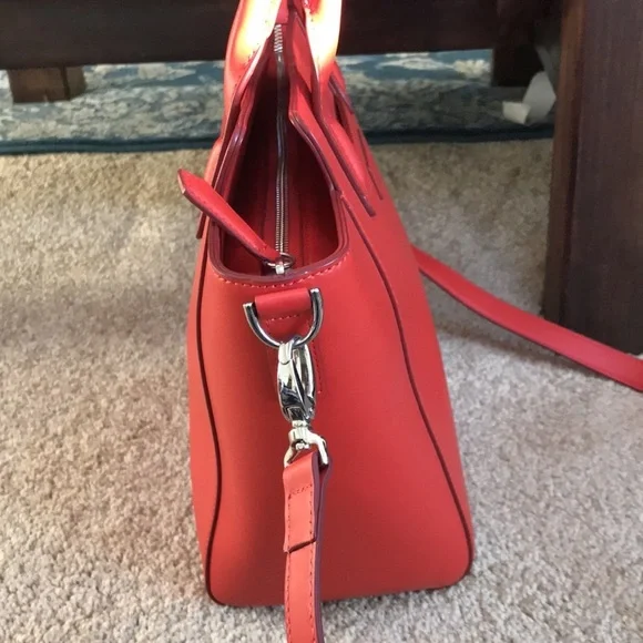 Vera Bradley dark orangish red faux leather zippered satchel. - Picture 3 of 12